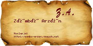 Zámbó Arzén névjegykártya